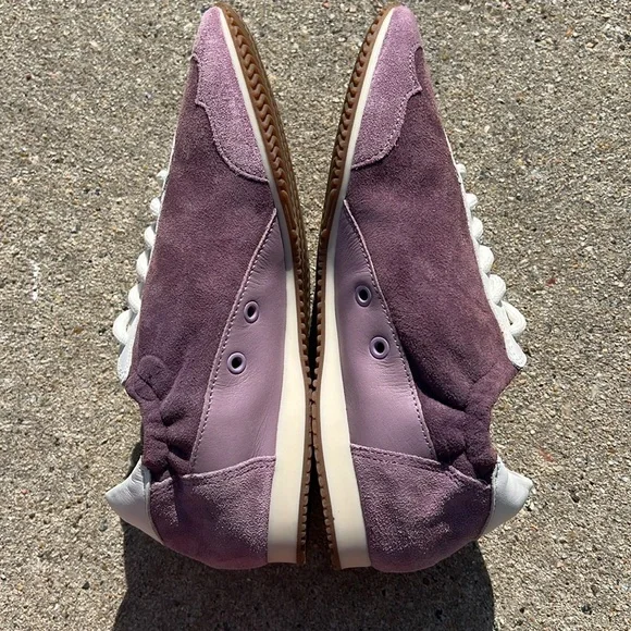 Tory Burch Snow White / Lilac Nylon /Calf Leather suede Tory Sneaker Size 5 NEW - Picture 5 of 12
